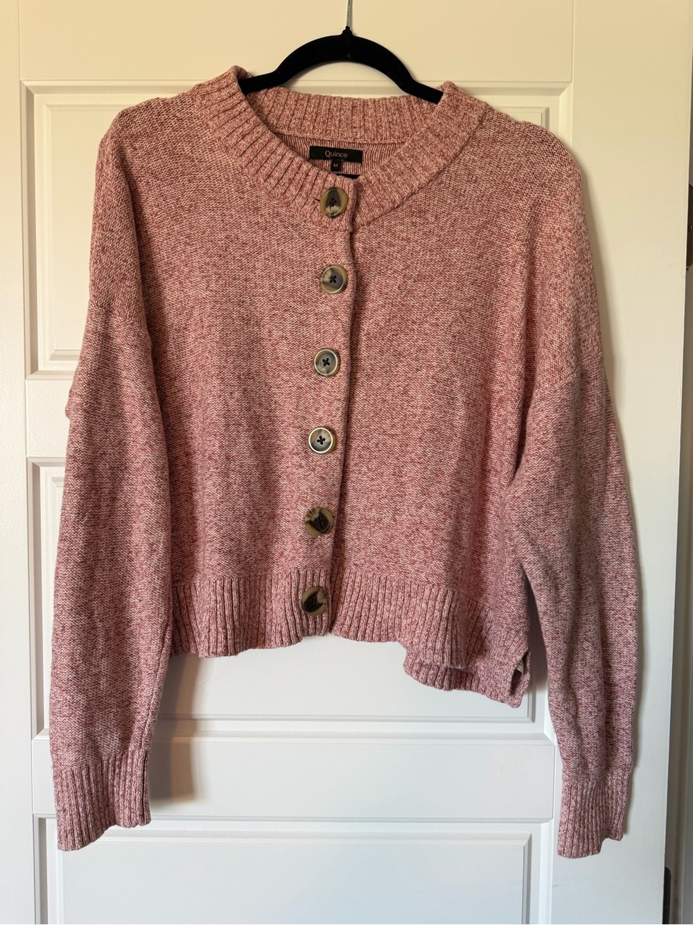 Quince Marled Rose Button-Front Women's Cropped Cardigan
